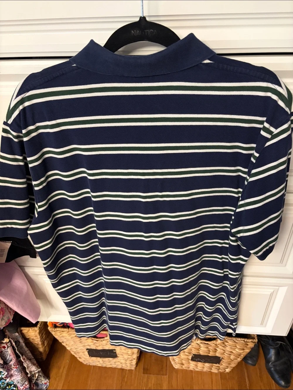 Polo by Ralph Lauren Navy Polo with White and Green Stripes